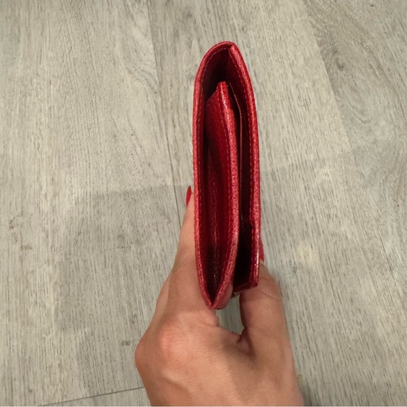 Salvatore Ferragamo Women's Vara Long Bifold Wallet, Red And Gold Authentic EUC - Picture 9 of 12